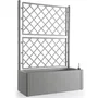 Stefanplast Jardinera Deluxe rectangular con enrejado gris piedra