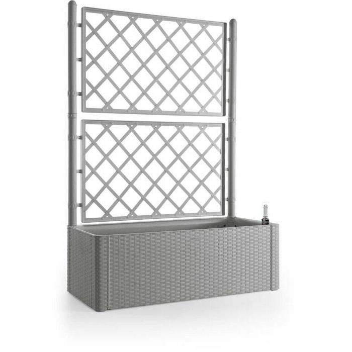 Stefanplast Jardinera Deluxe rectangular con enrejado gris piedra