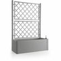 Stefanplast Jardinera Deluxe rectangular con enrejado gris piedra