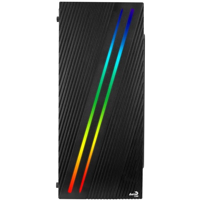 Aerocool Streak - Caja Torre PC Gaming RGB Negro, Panel Frontal LED, Ventana Lateral, ATX/Micro ATX/Mini-ITX, Soporta Refrigeración Líquida, 1x USB 3.0, 2x USB 2.0