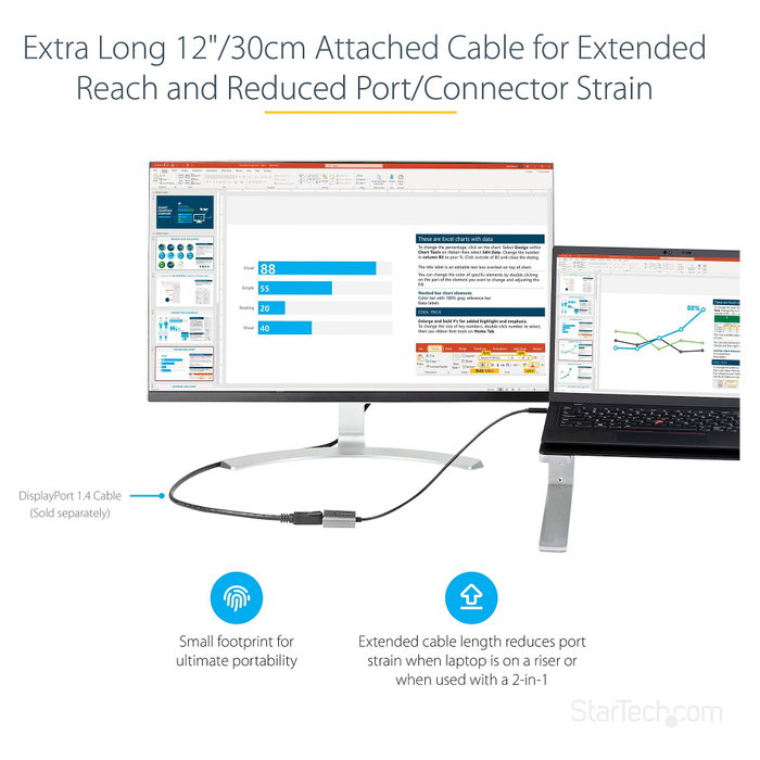StarTech.com Adaptador USB-C a DisplayPort 1.4, 8K/4K 60Hz, 30cm