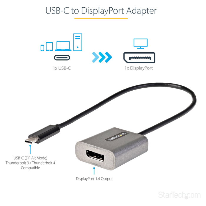 StarTech.com Adaptador USB-C a DisplayPort 1.4, 8K/4K 60Hz, 30cm