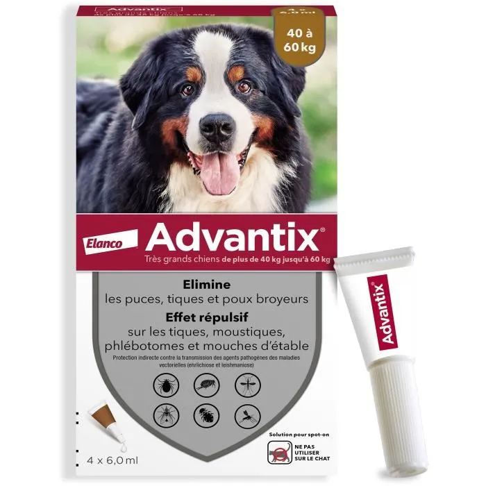 Advantix 4 Pipetas Antiparasitarias Perros Muy Grandes 40-60 kg (4x6ml)