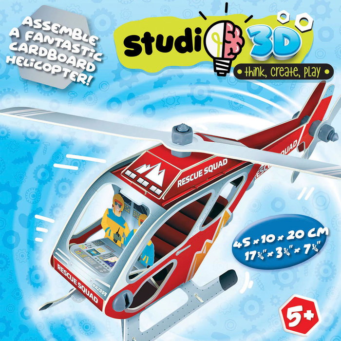 Educa Puzzle 3D Helicóptero de Rescate Modelo 19187 con Tuercas y Tornillos para Construir, +5 Años
