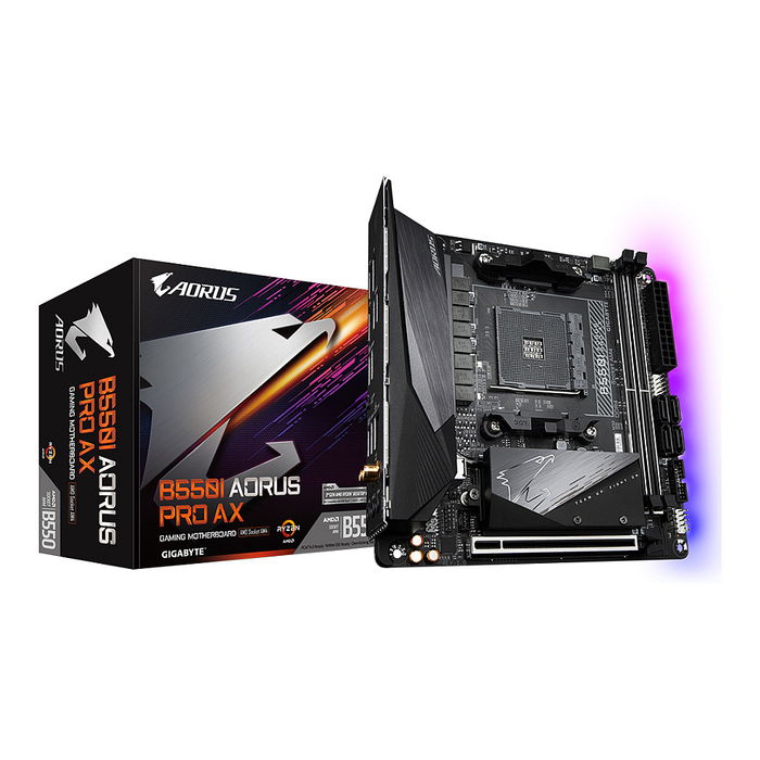 Gigabyte GA-B550I AORUS PRO AX Placa Base AMD B550 Zócalo AM4 Mini ITX DDR4 Wi-Fi 6E 2.5GbE Gigabyte GA-B550I AORUS PRO AX Placa Base AMD B550 Zócalo AM4 Mini ITX DDR4 Wi-Fi 6E 2.5GbE