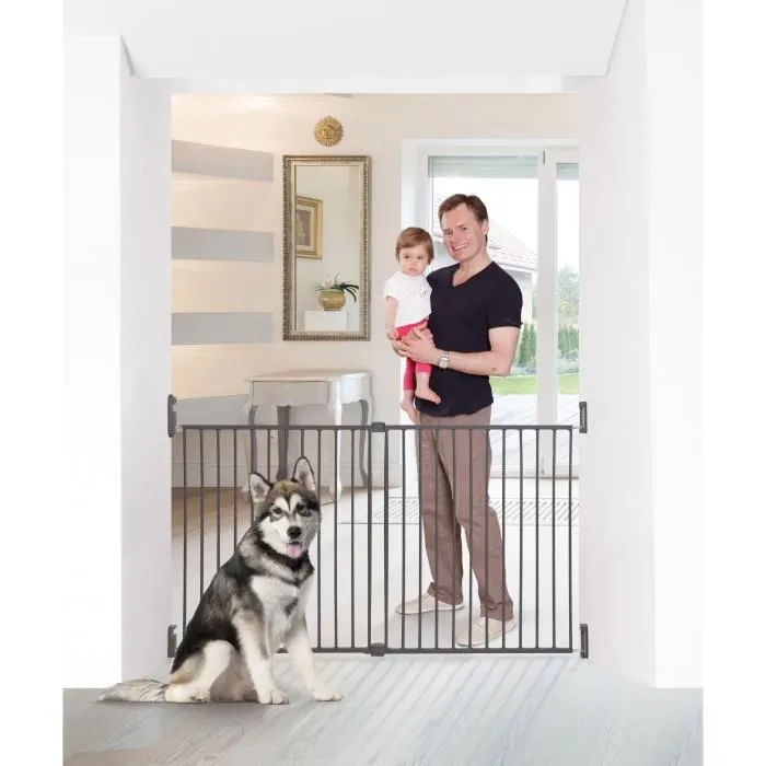 DREAMBABY Barrera de seguridad Extra ancha BROADWAY Gro Gate - Para atornillar - L 76/134,5 x H 76 cm - Gris