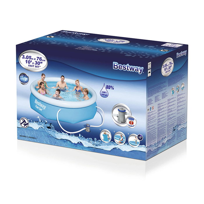 Bestway Piscina Autoportante Redonda Fast Set Pools Ø305x76 cm con Filtro Bestway Piscina Autoportante Redonda Fast Set Pools Ø305x76 cm con Filtro
