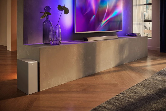 Philips TAB8505/10 Barra de Sonido 2.1 Canales 200 W con Subwoofer Inalámbrico Plata