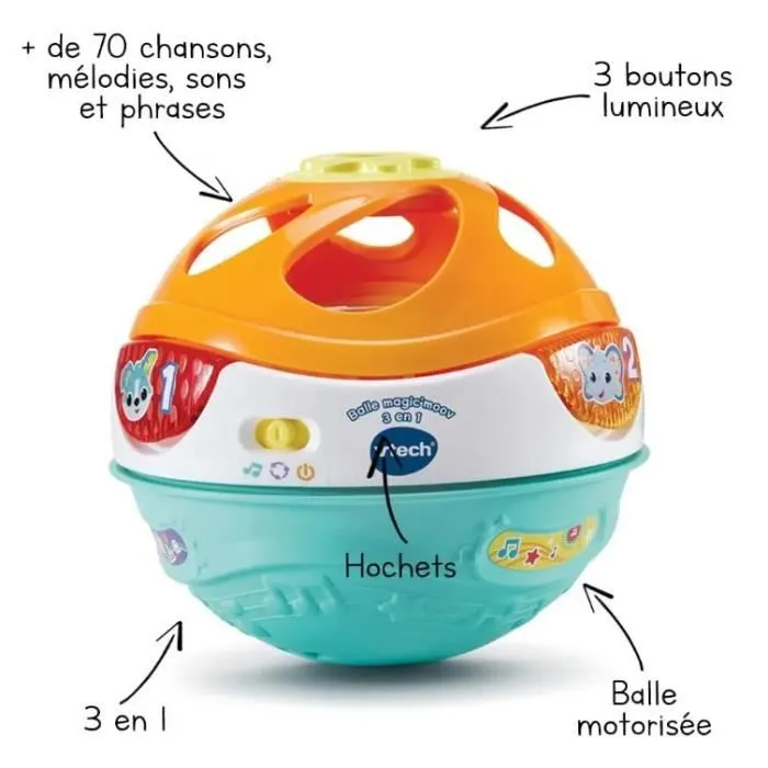 Vtech Baby Pelota Magic'Moov 3 en 1 Juguete Educativo para Bebés de 9 a 36 Meses