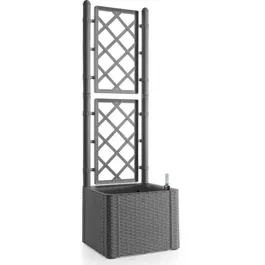 Stefanplast Jardinera Deluxe Cuadrada con Rejilla Gris Piedra 43x43xh142cm