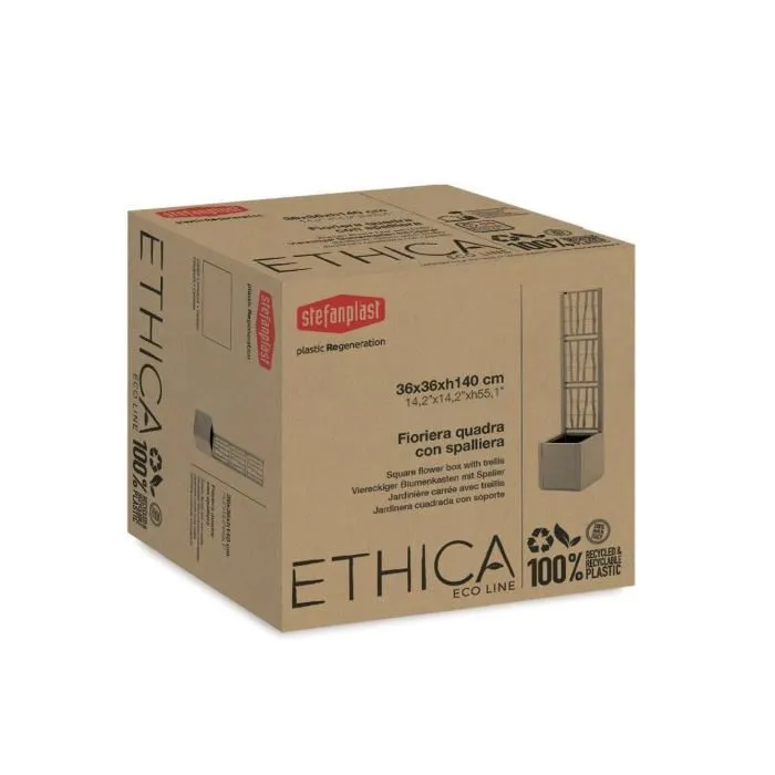 Stefanplast Jardinera Deluxe Cuadrada con Rejilla Gris Piedra 43x43xh142cm