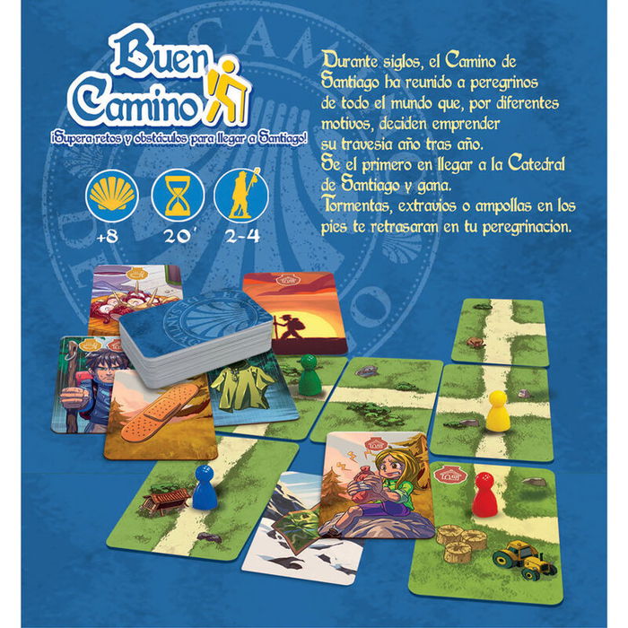 Educa Borras Juego Mesa Buen Camino - Juego de mesa de peregrinación a Santiago con cartas y peones