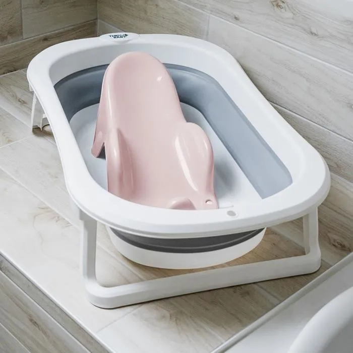 Thermobaby ATOLL - Hamaca de baño para bebé, reclinable, para 0-8 meses (hasta 70 cm/8 kg), Rosa Polvo
