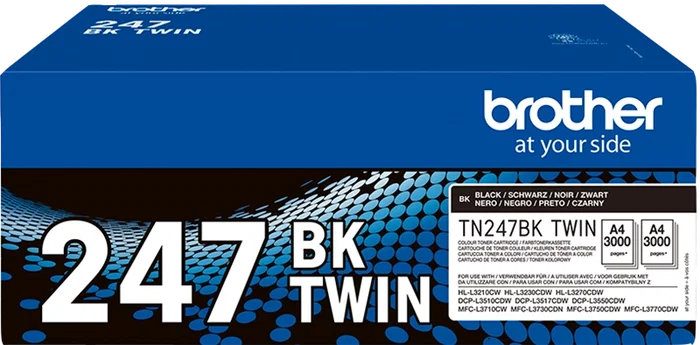 Brother TN247BKTWIN Pack de 2 Cartuchos de Tóner Negro Larga Duración