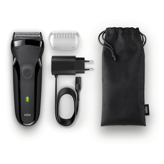 Braun Series 3 301s Máquina de Afeitar Eléctrica con Recortadora, 2 SensoFoil, Negro, Lavable, A Prueba de Agua, Batería Recargable