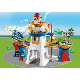 Playmobil Cuartel General Duck On Call con Efectos de Luz y Sonido, Tobogán de Caída Libre y Accesorios para Juego