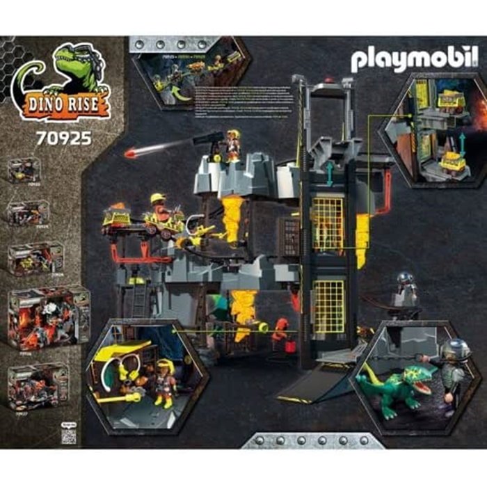 Playmobil Dino Rise - Set de Mina de Dinosaurio con Vagón, Ascensor y 4 Figuras, para niños de 4 años en adelante