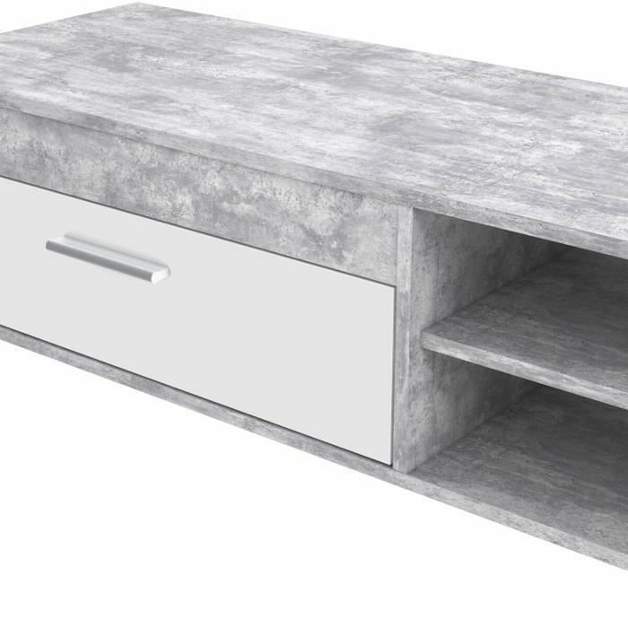 Aucune PILVI Mueble de televisión moderno - Hormigón blanco y gris claro
