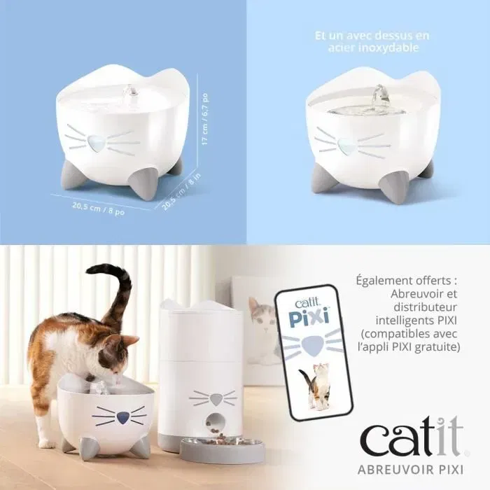 Catit Fuente de Agua Automática para Gatos PIXI - 2,5 L - Blanco