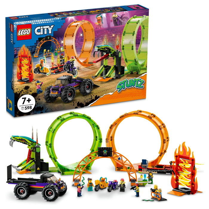 LEGO City 60303 Pista Acrobática con Doble Rizo, Set de Construcción de Pista de Acrobacias para Niños y Niñas +7 Años, 598 Piezas