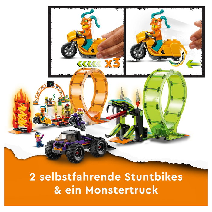 LEGO City 60303 Pista Acrobática con Doble Rizo, Set de Construcción de Pista de Acrobacias para Niños y Niñas +7 Años, 598 Piezas