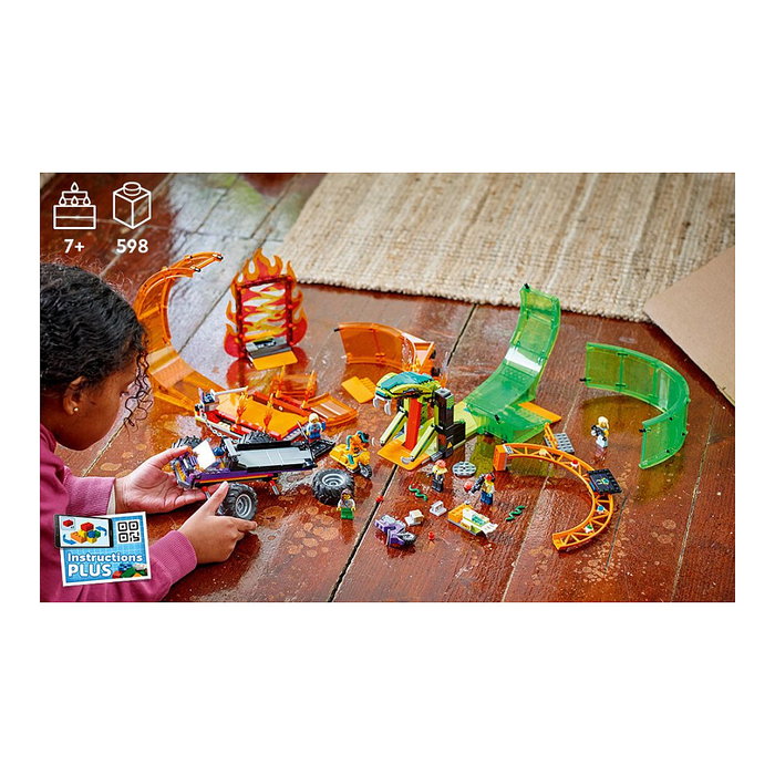 LEGO City 60303 Pista Acrobática con Doble Rizo, Set de Construcción de Pista de Acrobacias para Niños y Niñas +7 Años, 598 Piezas