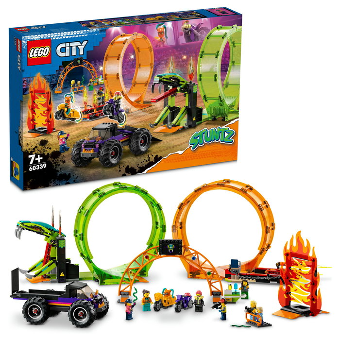 LEGO City 60303 Pista Acrobática con Doble Rizo, Set de Construcción de Pista de Acrobacias para Niños y Niñas +7 Años, 598 Piezas