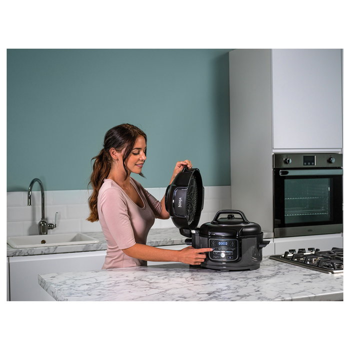 Ninja Foodi OP100EU Multikocher 6 en 1, 4.7L, 1460W, Negro, Olla a Presión, Cocina al Vapor, Freidora, Horno, Recalentar