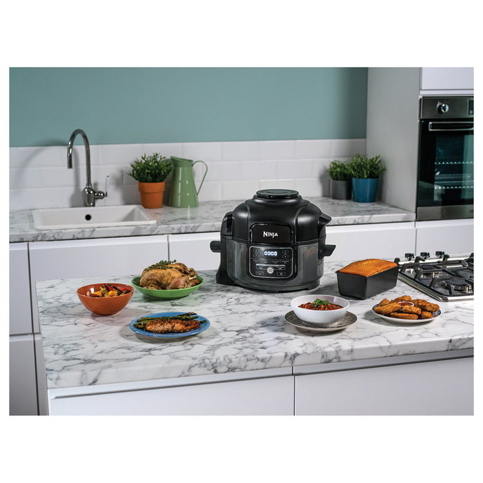 Ninja Foodi OP100EU Multikocher 6 en 1, 4.7L, 1460W, Negro, Olla a Presión, Cocina al Vapor, Freidora, Horno, Recalentar