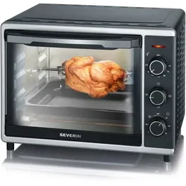 Severin TO2056 Mini Horno 30 L 1600 W con Aire Caliente Negro y Plata