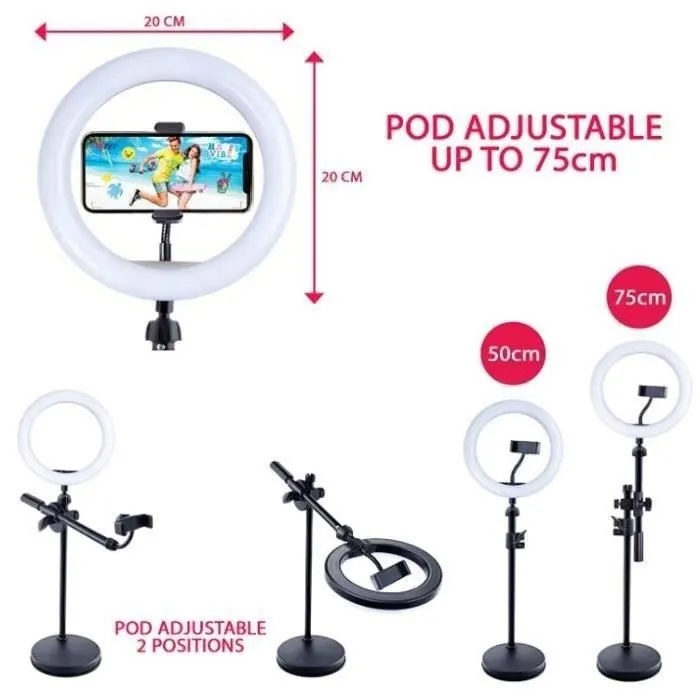 Canal Toys Estudio de Vídeo 2 en 1 con Anillo de Luz LED Multicolor y Soporte Multifunción Studio Creator INF027