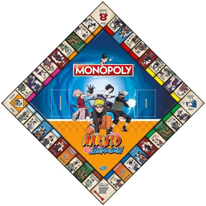 Winning Moves MONOPOLY Naruto - Juego de mesa con peones de metal coleccionables