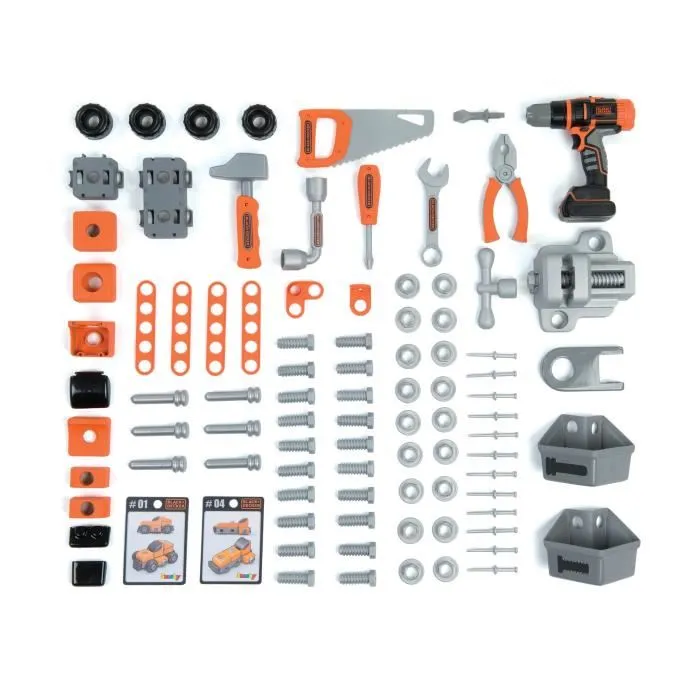 Smoby Banco de Trabajo BLACK+DECKER Bricolaje para Niños, Estación Central de Herramientas Completa y Equipada