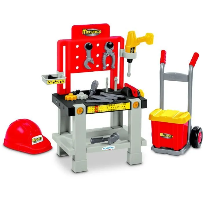 Ecoiffier Super Pack Mecánico - Banco de Trabajo, Carretilla y Casco - A partir de 18 meses Ecoiffier Super Pack Mecánico - Banco de Trabajo, Carretilla y Casco - A partir de 18 meses