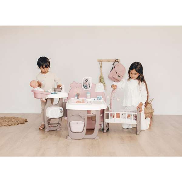 Smoby Casa de los Bebés Baby Nurse con 3 Áreas de Juego, para Muñecos de hasta 42cm, Dimensiones 149x71x71cm, Edad +3 Años