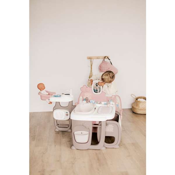 Smoby Casa de los Bebés Baby Nurse con 3 Áreas de Juego, para Muñecos de hasta 42cm, Dimensiones 149x71x71cm, Edad +3 Años