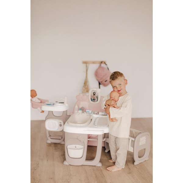 Smoby Casa de los Bebés Baby Nurse con 3 Áreas de Juego, para Muñecos de hasta 42cm, Dimensiones 149x71x71cm, Edad +3 Años