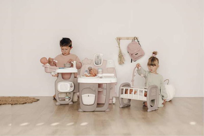 Smoby Casa de los Bebés Baby Nurse con 3 Áreas de Juego, para Muñecos de hasta 42cm, Dimensiones 149x71x71cm, Edad +3 Años