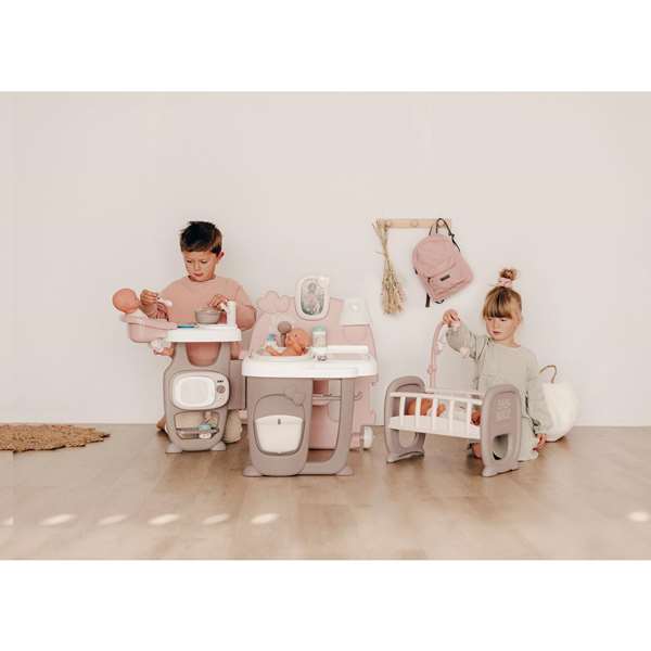 Smoby Casa de los Bebés Baby Nurse con 3 Áreas de Juego, para Muñecos de hasta 42cm, Dimensiones 149x71x71cm, Edad +3 Años