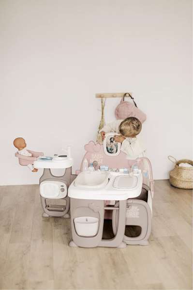 Smoby Casa de los Bebés Baby Nurse con 3 Áreas de Juego, para Muñecos de hasta 42cm, Dimensiones 149x71x71cm, Edad +3 Años