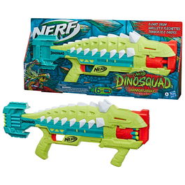 Nerf Lanzador Dinosquad Armorstrike F5855 con Diseño de Dinosaurio, Tambor Giratorio de 8 Dardos