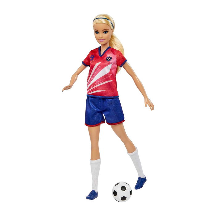 Barbie Muñeca Futbolista Camiseta Roja HCN17 Mattel +3 Años