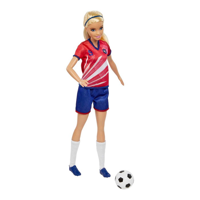 Barbie Muñeca Futbolista Camiseta Roja HCN17 Mattel +3 Años