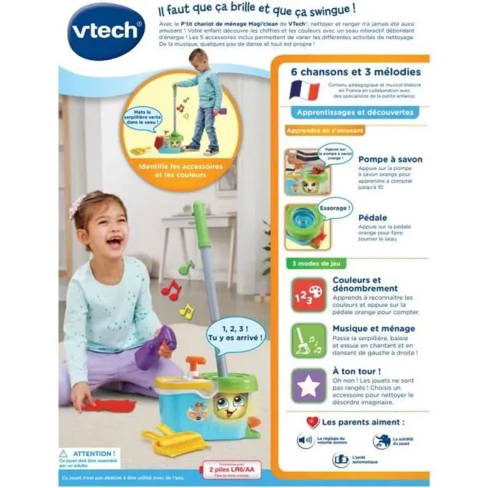 Vtech Carro de limpieza Little Magi'clean Juguete de imitación para niños Idioma francés Vtech Carro de limpieza Little Magi'clean Juguete de imitación para niños Idioma francés