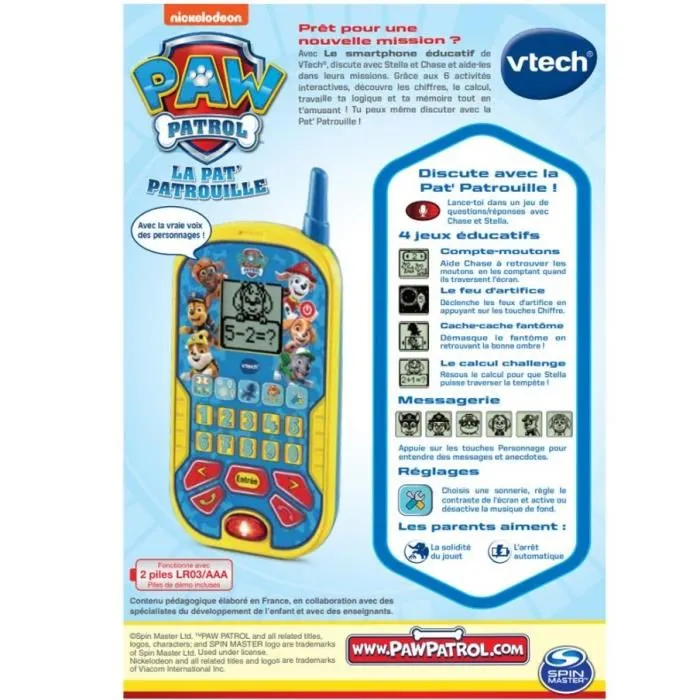 Vtech Paw Patrol El Smartphone Educativo Azul Idioma Francés para Niños con Actividades Lúdicativas de Números, Lógica y Más Vtech Paw Patrol El Smartphone Educativo Azul Idioma Francés para Niños con Actividades Lúdicativas de Números, Lógica y Más