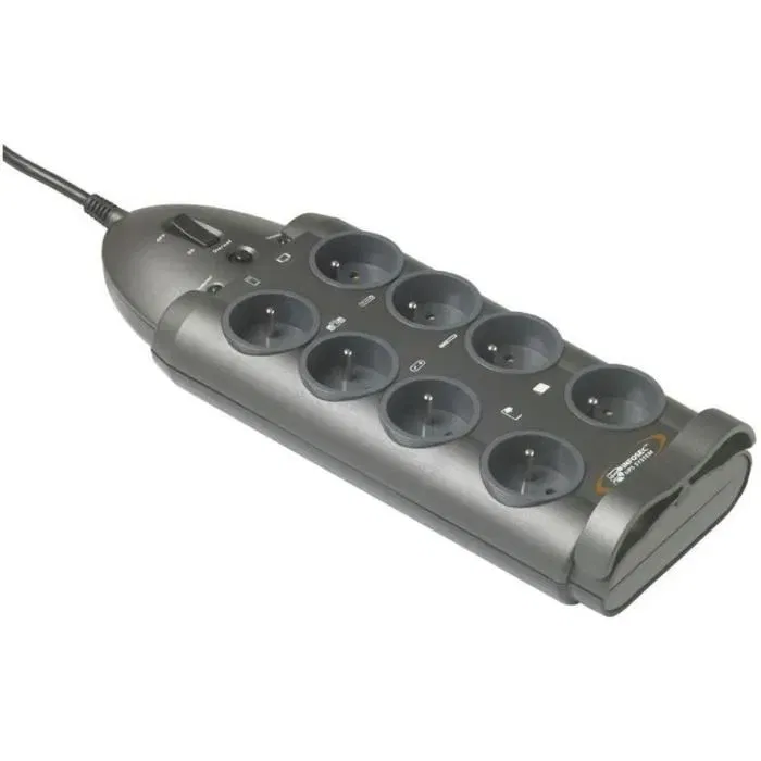 Infosec 61272 S8 Parasurtenseur: Supresor de Sobretensión Eléctrica con 8 Tomas de Corriente Estándar Francés, Garantía de 2 Años
