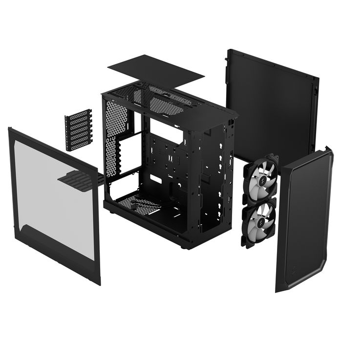Fractal Design Focus 2 RGB Black Window - Caja de PC ATX/Micro-ATX/Mini-ITX con Ventana Lateral e Iluminación RGB