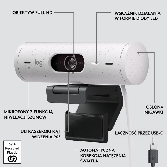 Logitech Brio 500 Webcam Full HD Blanco