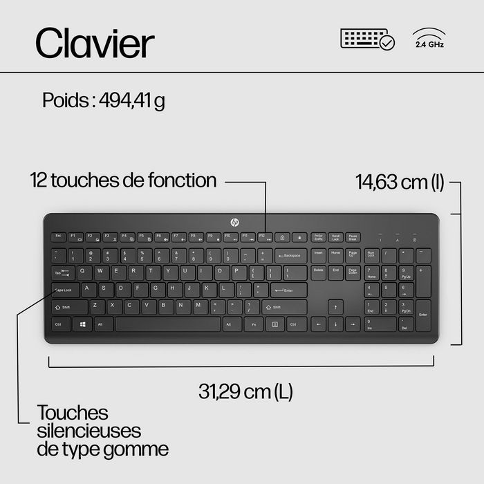 HP Teclado inalámbrico 230 - Negro - Azerty HP Teclado inalámbrico 230 - Negro - Azerty