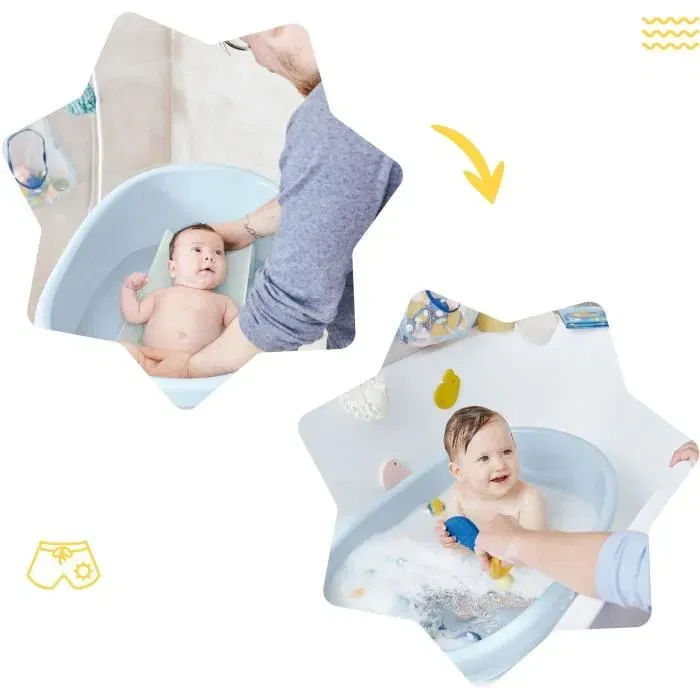Badabulle Bañera para Bebé, Nacimiento a 24 Meses, Espaciosa, Hecha en Europa, Compatible con Hamaca o Silla de Baño